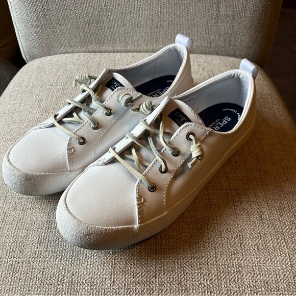 Leather White Sperry Womens Top Sider Sneakers Size 9 Worn Once Excellent Cond - Picture 1 of 10